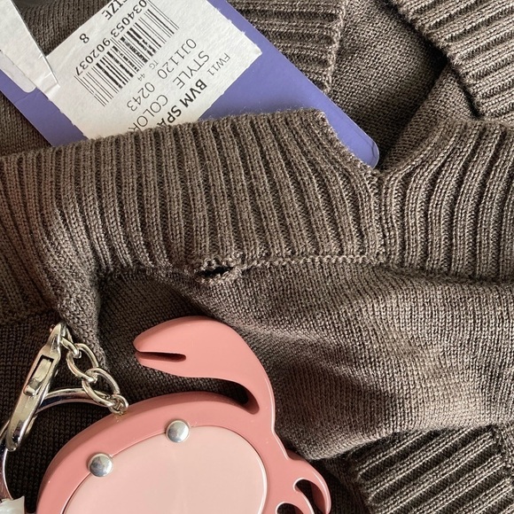 Les Copains Blue Brown 100% Wool Cardigan FLAWED - Picture 14 of 16